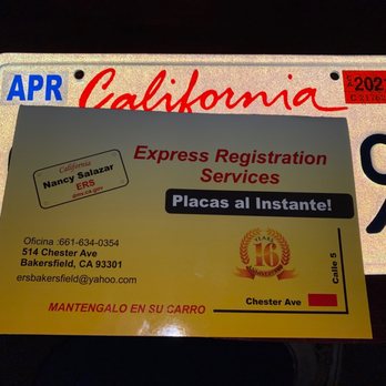 Express Registration Services - New license plates & registration after they had been stolen! - Registration Services Near Me - Bakersfield, California