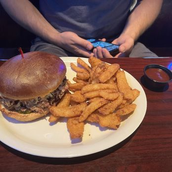 The Quarter Bar & Grill - Friday Special- Pulled Pork Sandwich and Onion Petals - Sports Bars Near Me - Addison, Texas The Quarter Bar & Grill - Friday Special- Pulled Pork Sandwich and Onion Petals - Sports Bars Near Me - Addison, Texas