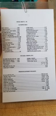 Menu photo 1 Dixie Drive-In Restaurant Lumberton, NC