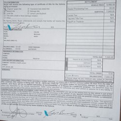 His Auto Sales - Bill of Sale