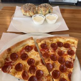 Pepperoni Pizza and Stuffed Garlic Knots Pepperoni Pizza and Stuffed Garlic Knots
