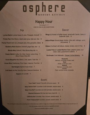 Menu photo 7 Osphere Grill and Bar Orlando, FL