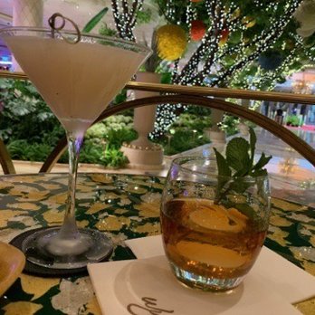 Overlook Lounge, Aperitifs & Spirits - peach parasol and old fashion. - Lounges Near Me - Las Vegas, Nevada
