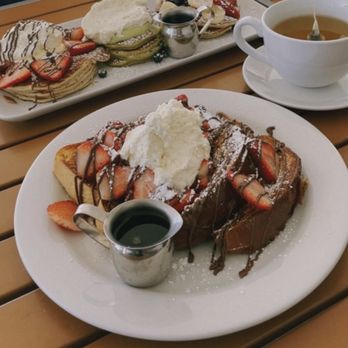 Bea Bea’s - Pancake flight (Summer's Dream, Green Tea Monster, and Super Star) and the Strawberry Dream French toast - Coffee & Tea Near Me - Glendale, California Bea Bea’s - Pancake flight (Summer's Dream, Green Tea Monster, and Super Star) and the Strawberry Dream French toast - Coffee & Tea Near Me - Glendale, California