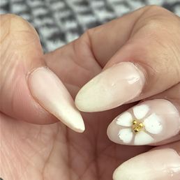 Lint on thumb, pointer, and ring finger. Pinky nail already came off.