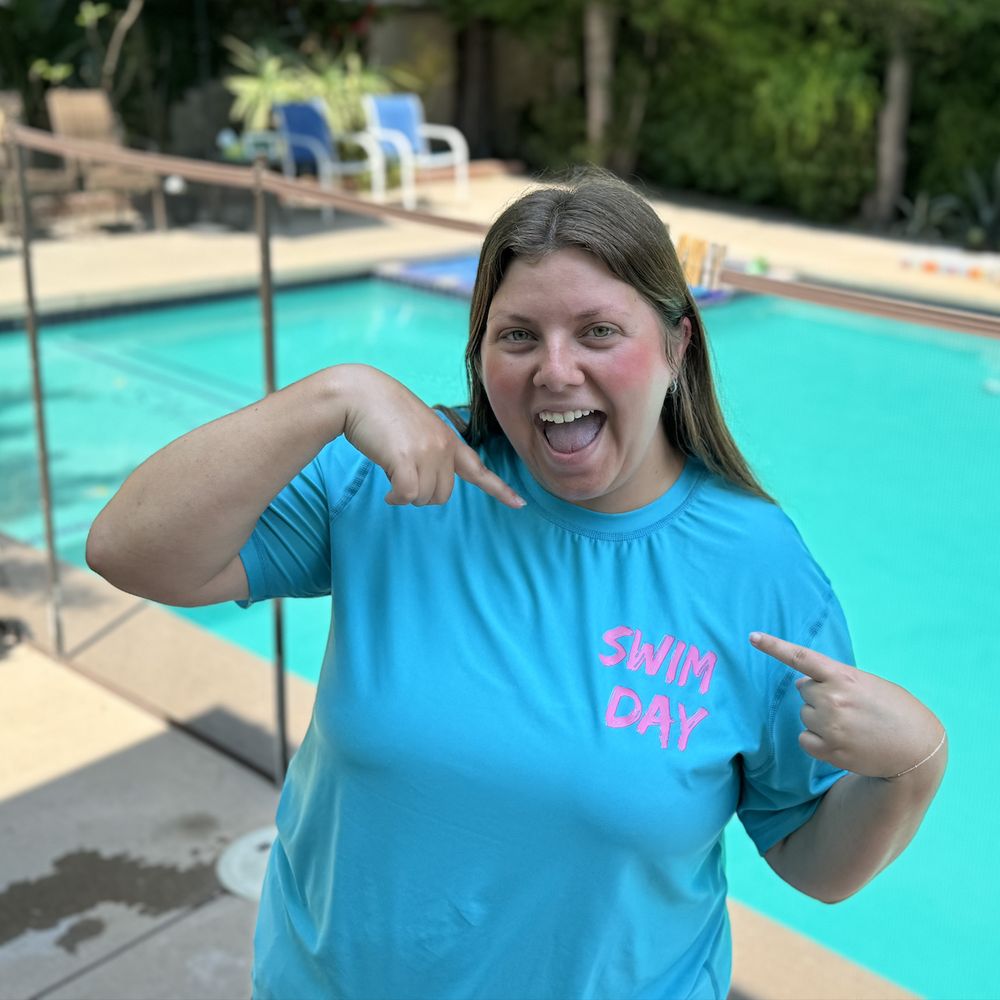 Printersaurus Rex - "Swim Day" on a rash guard swim shirt. - Screen Printing Near Me - Burbank, California Printersaurus Rex - "Swim Day" on a rash guard swim shirt. - Screen Printing Near Me - Burbank, California