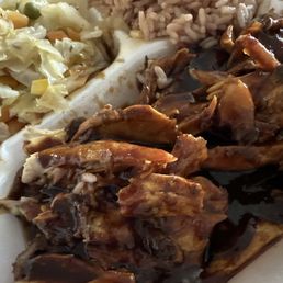 Jerk chicken, cabbage, rice and beans Jerk chicken, cabbage, rice and beans
