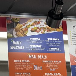 Hot Head Burritos - Monday at 6pm. Got 2 burritos for 15.99. Even though the sign clearly states 14.99.