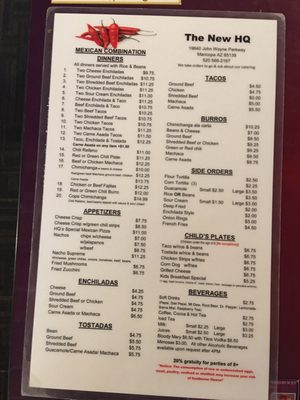 Menu photo 4 Headquarters Cafe Maricopa, AZ