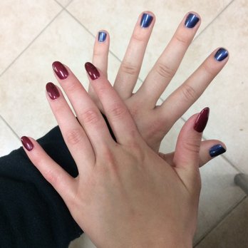 KB Nails - Red gel is me and blue is my friend's regular mani. - Nail Salons Near Me - Sacramento, California KB Nails - Red gel is me and blue is my friend's regular mani. - Nail Salons Near Me - Sacramento, California