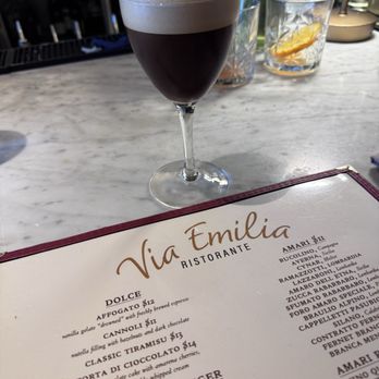 Via Emilia - Amazing half of their famous espresso martini (hubs had other half) - Italian Near Me - Mystic, Connecticut Via Emilia - Amazing half of their famous espresso martini (hubs had other half) - Italian Near Me - Mystic, Connecticut