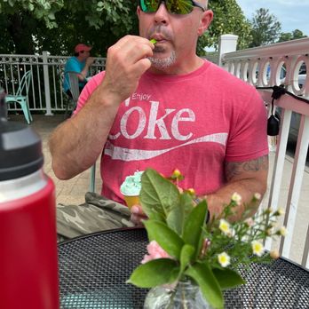 Door County Creamery - Hubby eating gelato - Cheese Shops Near Me - Sister Bay, Wisconsin Door County Creamery - Hubby eating gelato - Cheese Shops Near Me - Sister Bay, Wisconsin
