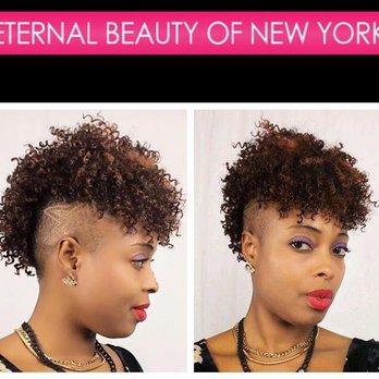 Weave Install With Kinky Curly Hair Cut Into A Mohawk Shaven