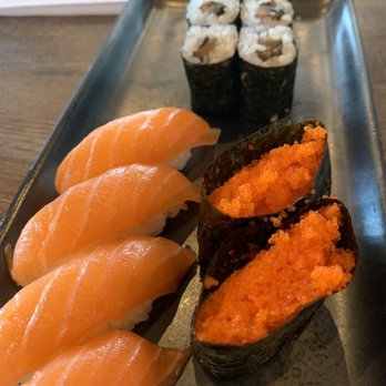 Joy Sushi - Salmon Nigiri, Masago Nigiri, Mushroom (veggie) sushi - Sushi Bars Near Me - Lone Tree, Colorado