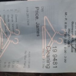 Tower Square Dry Cleaners - Receipt
