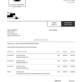 L construction - Invoice of cost of replacing baseboard damaged during work completed by L Construction. - Painters Near Me L construction - Invoice of cost of replacing baseboard damaged during work completed by L Construction. - Painters Near Me