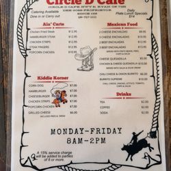 Circle D - The menu