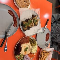 Al-Ha-Esh Kosher Grill - Ribeye skewer, salads, fries and pitas!
