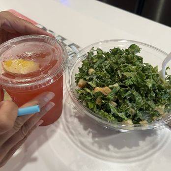 Monty's Good Burger - Ice tea and kale chopped salad - Burgers Near Me - Los Angeles, California