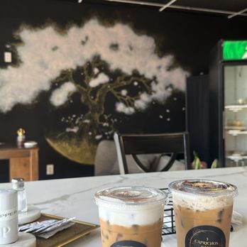 3 Caprichos Cafe - This place is so good! ( left ) iced cafe de ollas (right) iced bombón coffee! - Cafes Near Me - Hawaiian Gardens, California