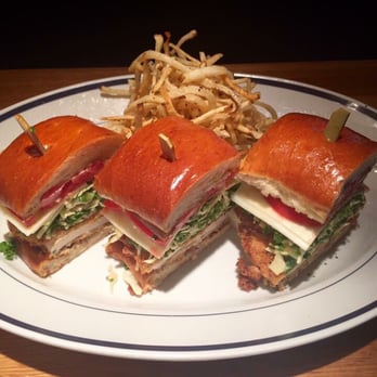 Hillstone Restaurant - Ding's Crispy Chicken Samdwich: crispy bu!ermilk fried chicken, baby Swiss, spicy slaw - New American Near Me - Bal Harbour, Florida