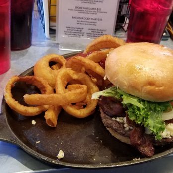 The Spoke on Center - Bison burger + onion rings - American Near Me - Moab, Utah The Spoke on Center - Bison burger + onion rings - American Near Me - Moab, Utah