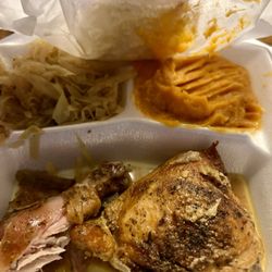 V's Kitchen - Baked chicken, cabbage and sweet potato fluff