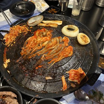Hwayeon Korean BBQ Restaurant - Octopus on the grill - Korean Near Me - Los Angeles, California Hwayeon Korean BBQ Restaurant - Octopus on the grill - Korean Near Me - Los Angeles, California