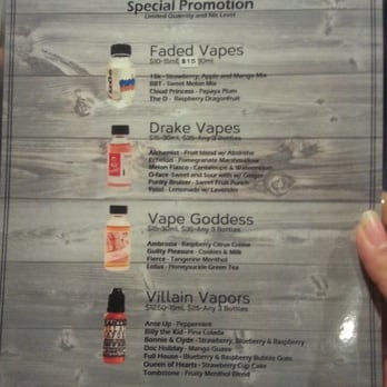 TruVape - Menu side 2. It changes, this is as of 8/20/13 - Vape Shops Near Me - Las Vegas, Nevada TruVape - Menu side 2. It changes, this is as of 8/20/13 - Vape Shops Near Me - Las Vegas, Nevada