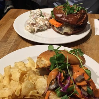 Parish Cafe & Bar - Smokehouse tofu in the front and brisket in the back - Sandwiches Near Me - Boston, Massachusetts Parish Cafe & Bar - Smokehouse tofu in the front and brisket in the back - Sandwiches Near Me - Boston, Massachusetts