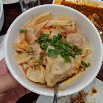 Wang Dynasty - Spicy Wonton: Good appetizer. Not the typical flavor, it has a spicy-sweet flavor. - Chinese Near Me - Bethesda, Maryland Wang Dynasty - Spicy Wonton: Good appetizer. Not the typical flavor, it has a spicy-sweet flavor. - Chinese Near Me - Bethesda, Maryland