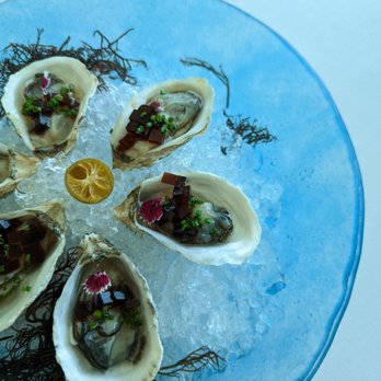 53 By The Sea - The Fresh Oysters. Had edible flower, ponzu gelatin, calamasi, and microgreens. Definitely did not disappoint - Seafood Near Me - Honolulu, Hawaii 53 By The Sea - The Fresh Oysters. Had edible flower, ponzu gelatin, calamasi, and microgreens. Definitely did not disappoint - Seafood Near Me - Honolulu, Hawaii