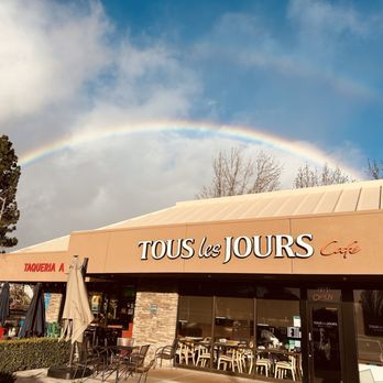 Tous Les Jours - 8am outside shot w / double rainbow - Bakeries Near Me - Dublin, California Tous Les Jours - 8am outside shot w / double rainbow - Bakeries Near Me - Dublin, California