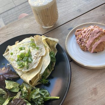 The Root Note - The pesto asparagus crepe, seasonal coffee, and a lemon raspberry scone. - Music Venues Near Me - La Crosse, Wisconsin