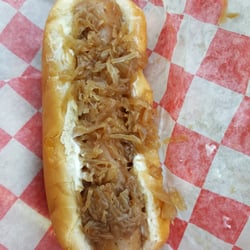 Rudy's Dairy Depot - Bratwurst with mayo and sauerkraut