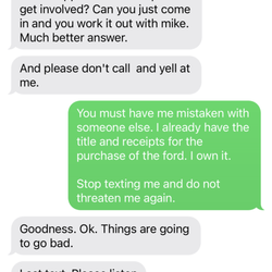 Riverside Motors - After hours Texts from drunk Chris.