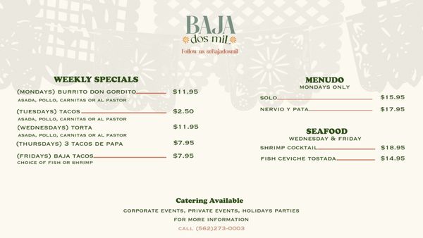 Menu photo 6 Baja Dos Mil Santa Fe Springs, CA Menu photo 6 Baja Dos Mil Santa Fe Springs, CA