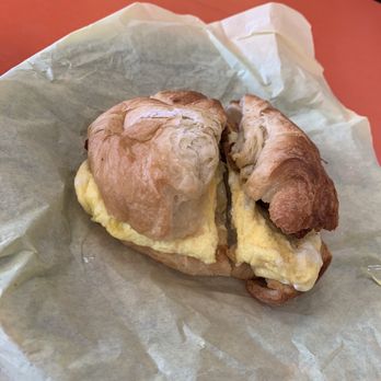 Crystal's Corner - Bacon and egg breakfast sandwich on a croissant - Donuts Near Me - Santa Rosa, California