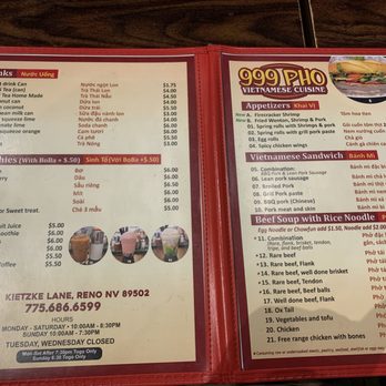 999 Phở - Menu - September 2024 - Vietnamese Near Me - Reno, Nevada 999 Phở - Menu - September 2024 - Vietnamese Near Me - Reno, Nevada