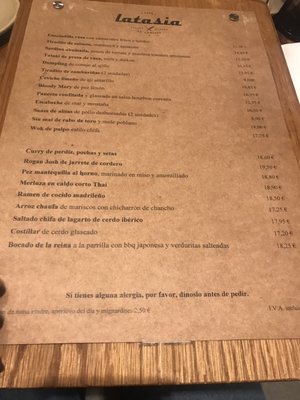 Menu photo 1 Latasia Madrid, M