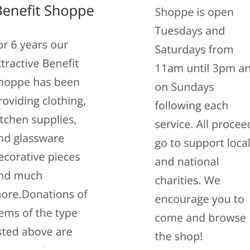 Benefit Shoppe - About the shop! It's been around a long time serving the community.