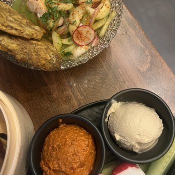 Immigrant Food Ballston - Shrimp ceviche and part of the mezze platter - New American Near Me - Arlington, Virginia Immigrant Food Ballston - Shrimp ceviche and part of the mezze platter - New American Near Me - Arlington, Virginia