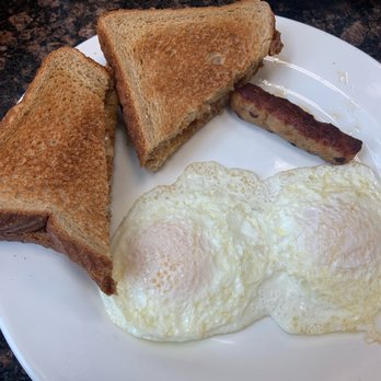 Theo's Cozy Corner - Over medium eggs, sausage, toast - Breakfast & Brunch Near Me - Boston, Massachusetts