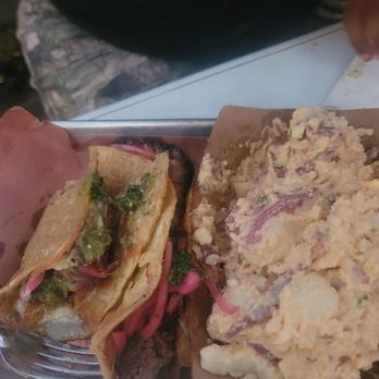 Smokin J's BBQ - Brisket taco and potatoe salad - Caterers Near Me - Poway, California Smokin J's BBQ - Brisket taco and potatoe salad - Caterers Near Me - Poway, California