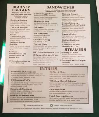 Menu photo 6 The Blarney Stone Pub Onancock, VA