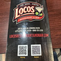 Locos restaurant and Bar - Menu