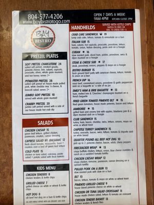 Menu photo 1 Bay Bistro Kilmarnock, VA Menu photo 1 Bay Bistro Kilmarnock, VA