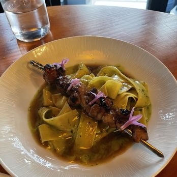 Carmel - Green garlic butter tagliatelle with sweet bread - Mediterranean Near Me - Los Angeles, California Carmel - Green garlic butter tagliatelle with sweet bread - Mediterranean Near Me - Los Angeles, California