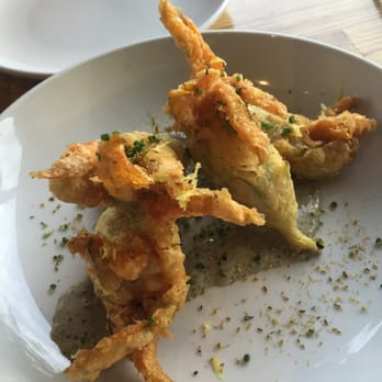 Trust - Squash blossoms (the sauce underneath to dip is amazing). - New American Near Me - San Diego, California
