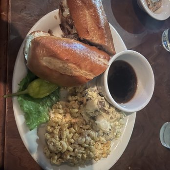 Moon Time - French dip with potato salad and corn salad - New American Near Me - Coeur d'Alene, Idaho